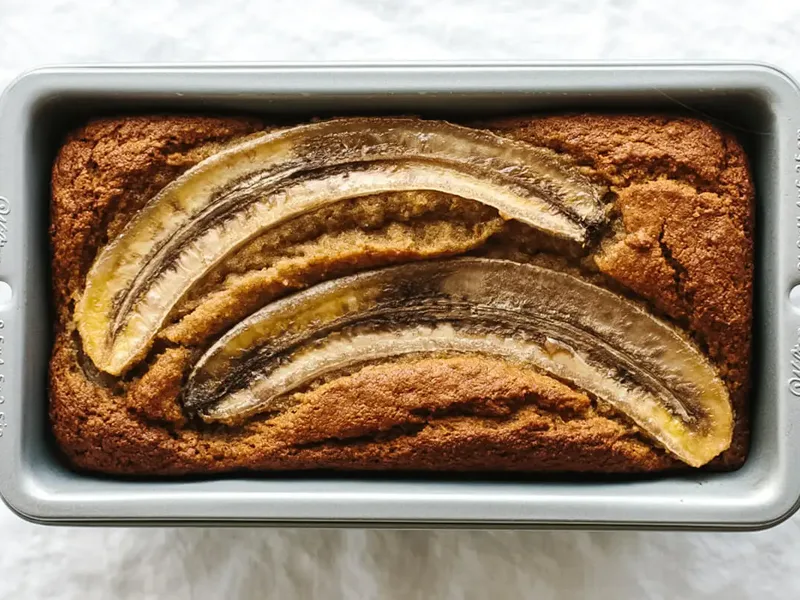 Paleo Almond Flour Banana Bread with Fresh Banana Topping