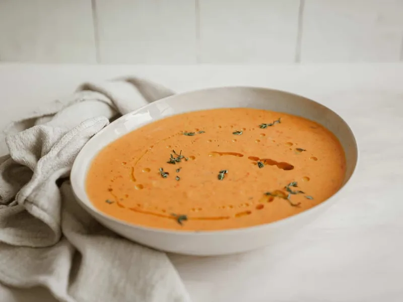Sheet Pan Roasted Red Pepper Tomato Soup