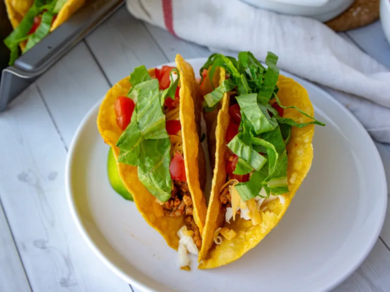 Ground Turkey Tacos with Crispy Corn Shells