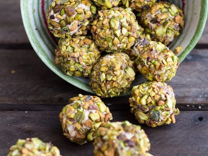 Feta Pistachio Truffles with Sundried Tomato