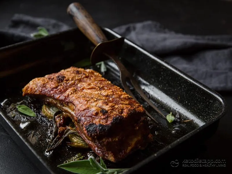 Crispy-Skin Pork Belly with Sage and Onion