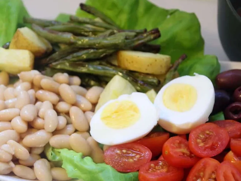 Air Fryer Nicoise Salad with Roasted Vegetables