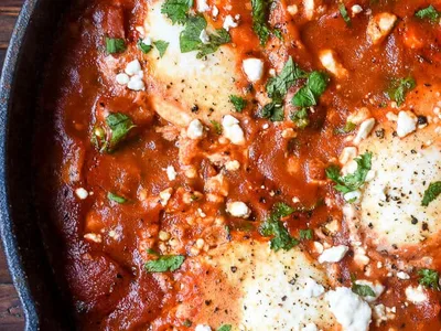 Shakshuka with Feta and Spiced Tomato Sauce
