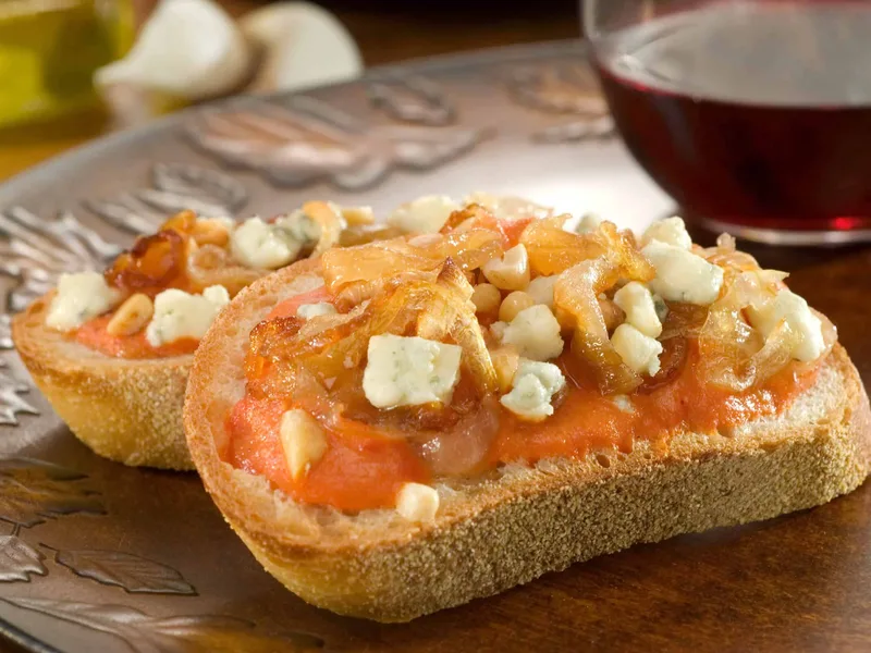Caramelized Onion Gorgonzola Bruschetta