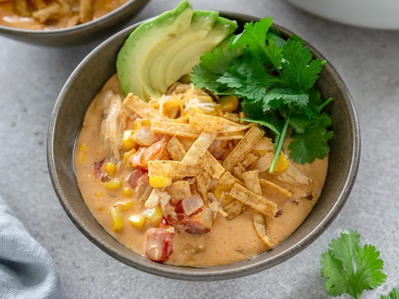 Creamy Chicken Taco Soup with Cream Cheese and Corn