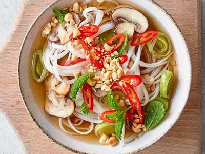 Easy Vegan Pho with Mushrooms and Marmite Broth