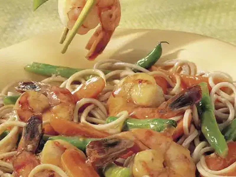 Japanese Shrimp and Soba Noodles with Crisp-Tender Vegetables