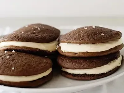Salted Caramel Whoopie Pies with Devil's Food Cake