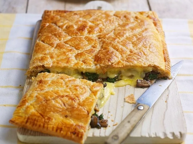 Baked Brie and Wild Mushroom Puff Pastry Tart