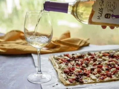 Crispy Phyllo Flatbread with Pesto, Feta, and Olives