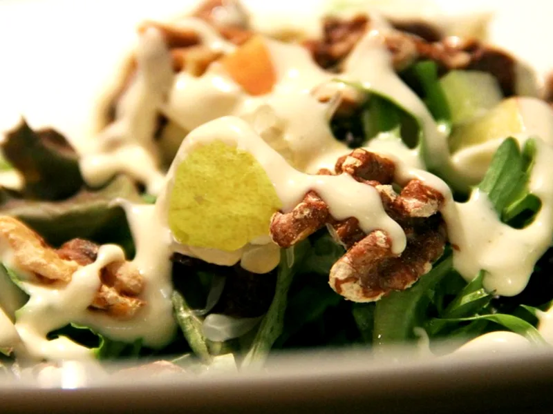 Arugula Pear Walnut Salad with Walnut Vinaigrette