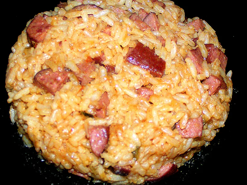 Creole Jambalaya Rice with Cheese Sauce