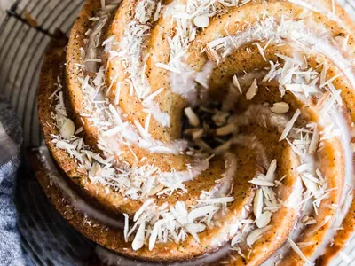 Almond Poppy Seed Bundt Cake with Sweet Glaze