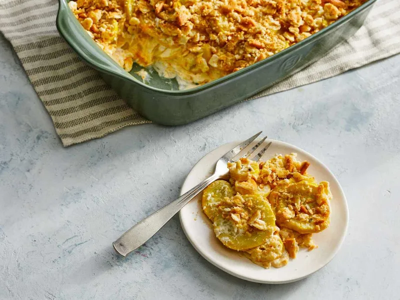 Crack Squash Casserole with Buttery Ritz Topping