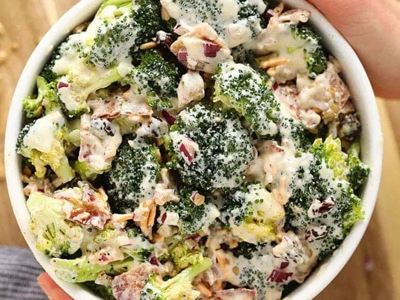 Bacon Broccoli Salad with Greek Yogurt Dressing