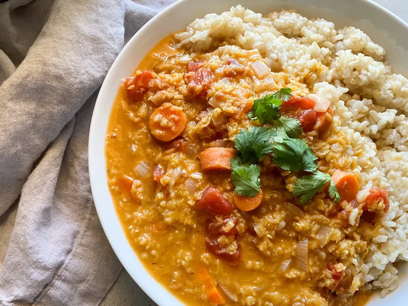 Instant Pot Red Lentil Dal with Coconut Cream
