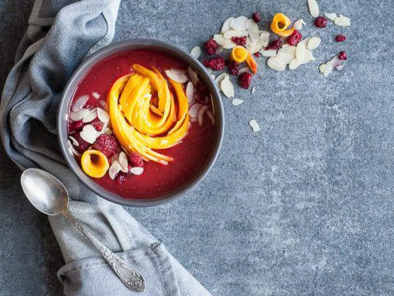 Mango Raspberry Smoothie Bowl with Almonds