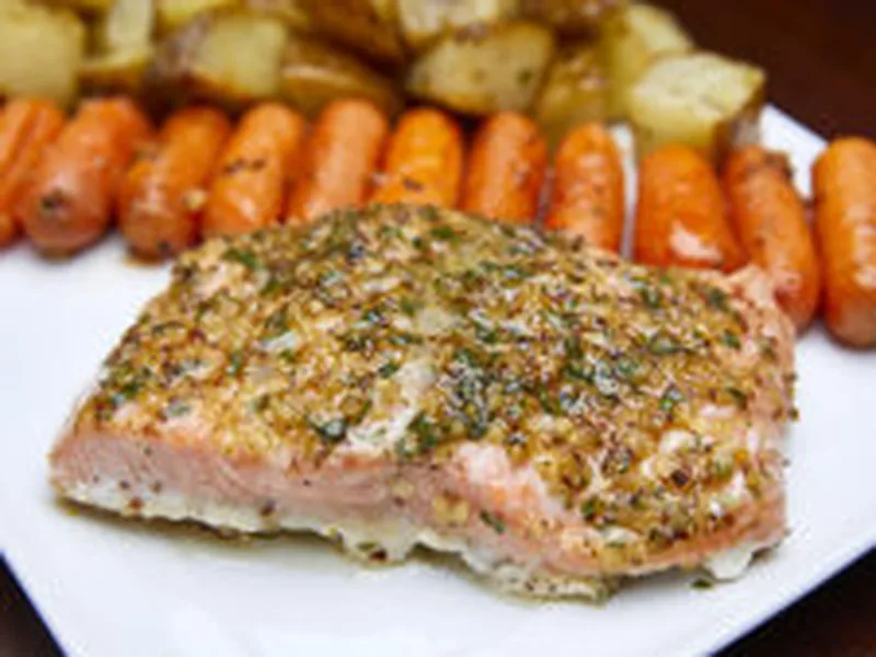 Sheet Pan Lemon Dijon Salmon with Roasted Potatoes