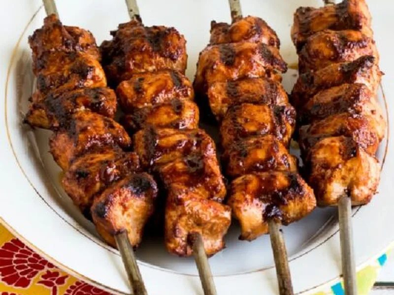 Grilled Sriracha Chicken Kabobs with Ginger Glaze
