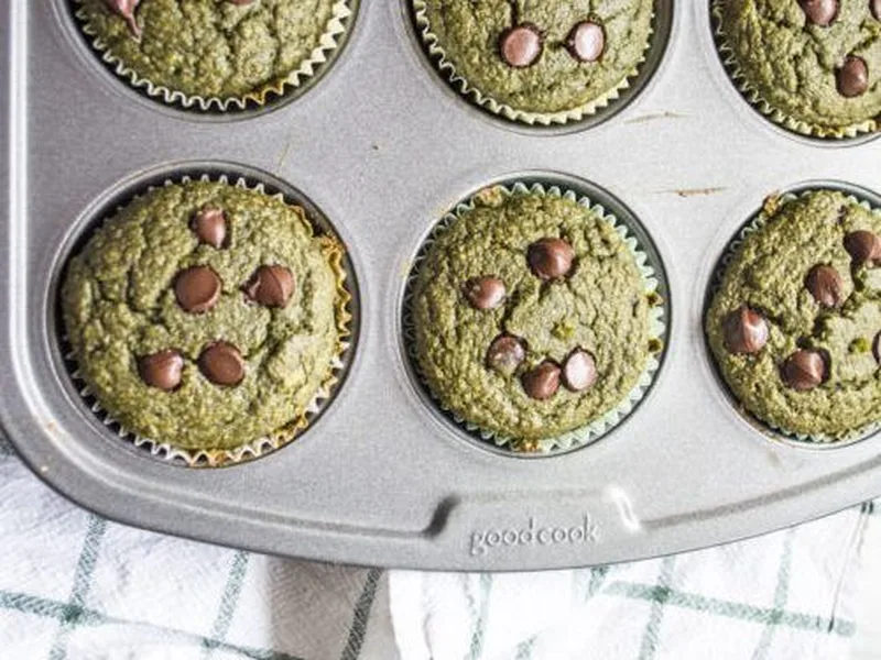 Gluten-Free Green Smoothie Chocolate Chip Muffins