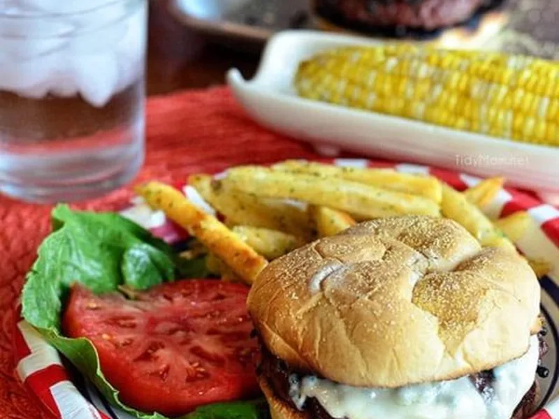Cedar Plank Grilled Black Pepper Crusted Cheeseburgers