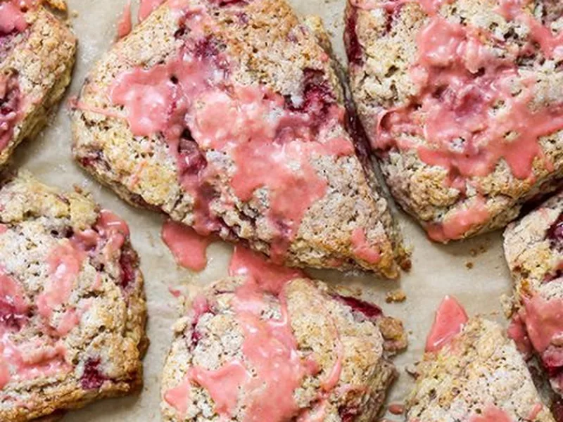 Fresh Strawberry Scones with Strawberry Glaze