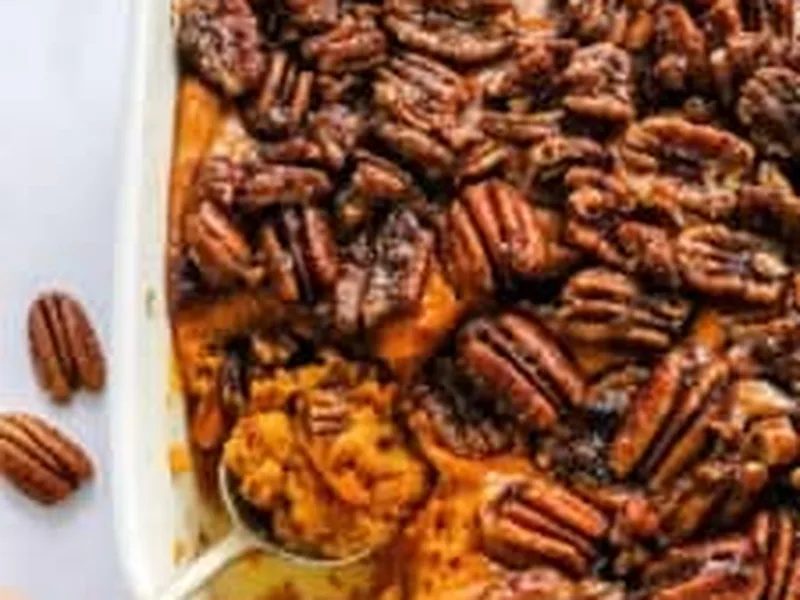 Vegan Sweet Potato Casserole With Pecan Crumble