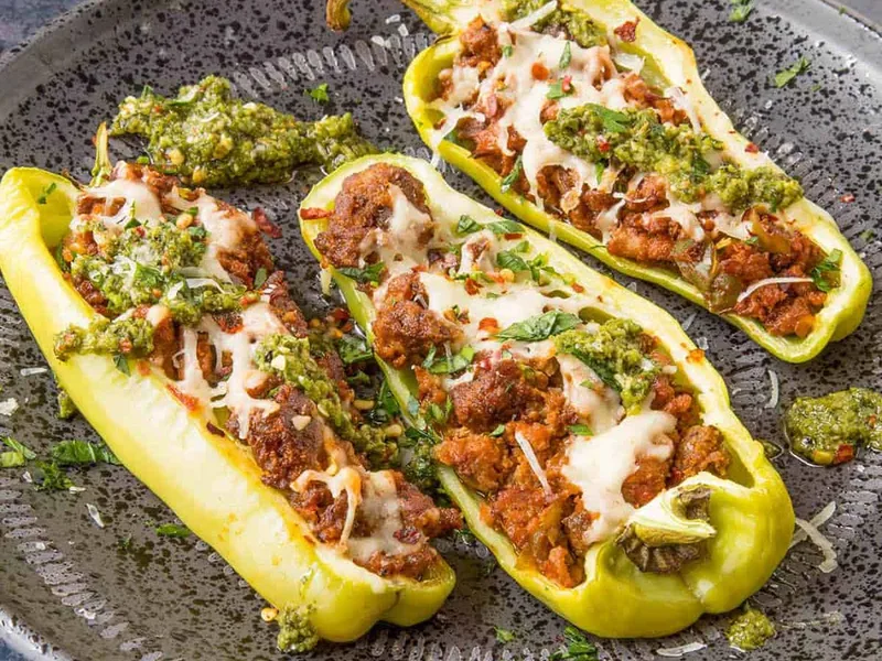Ground Turkey Manchego Stuffed Cubanelle Peppers