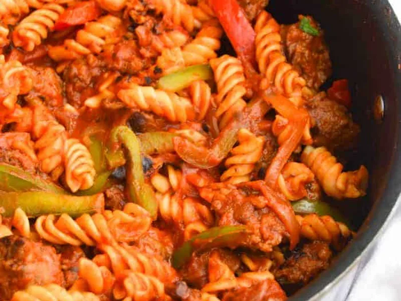 Italian Sausage and Pepper Rotini Pasta Skillet