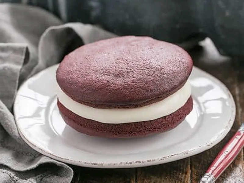 Red Velvet Whoopie Pies with Cream Cheese Marshmallow Filling