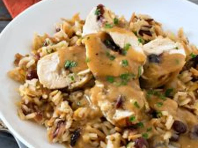Cape Cod Cranberry Stuffed Chicken Breasts with Pan Gravy