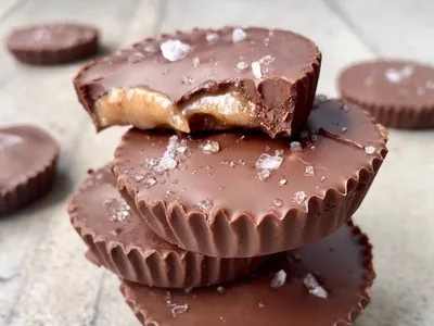 Salted Chocolate Tahini Caramel Cups