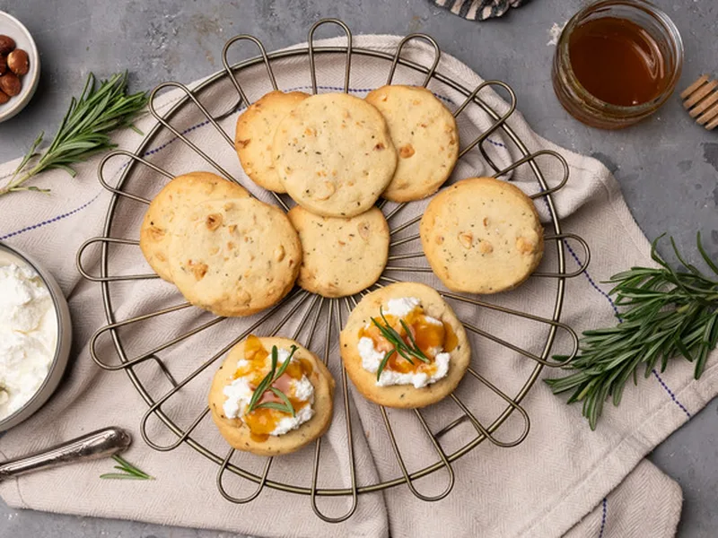 Honey Rosemary Hazelnut Shortbread Cookies
