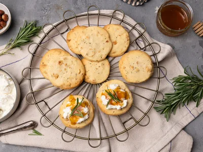 Honey Rosemary Hazelnut Shortbread Cookies