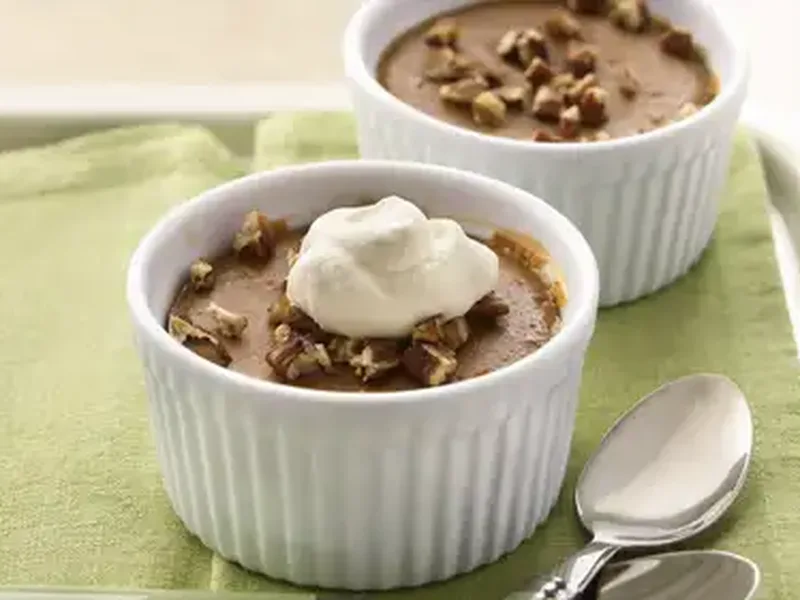 Baked Sweet Potato Pudding Cups with Pecans and Spices