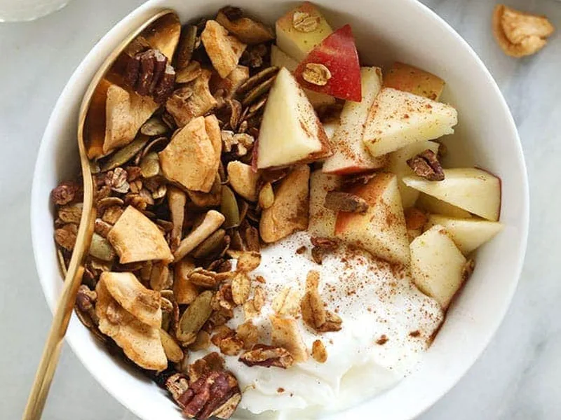 Homemade Apple Cinnamon Granola with Maple and Walnuts