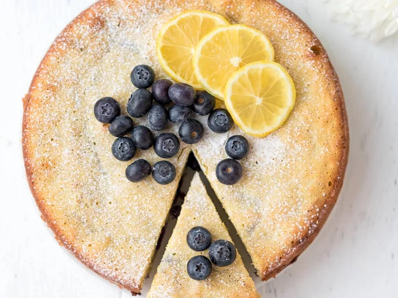 Keto Lemon Almond Cake with Blueberries