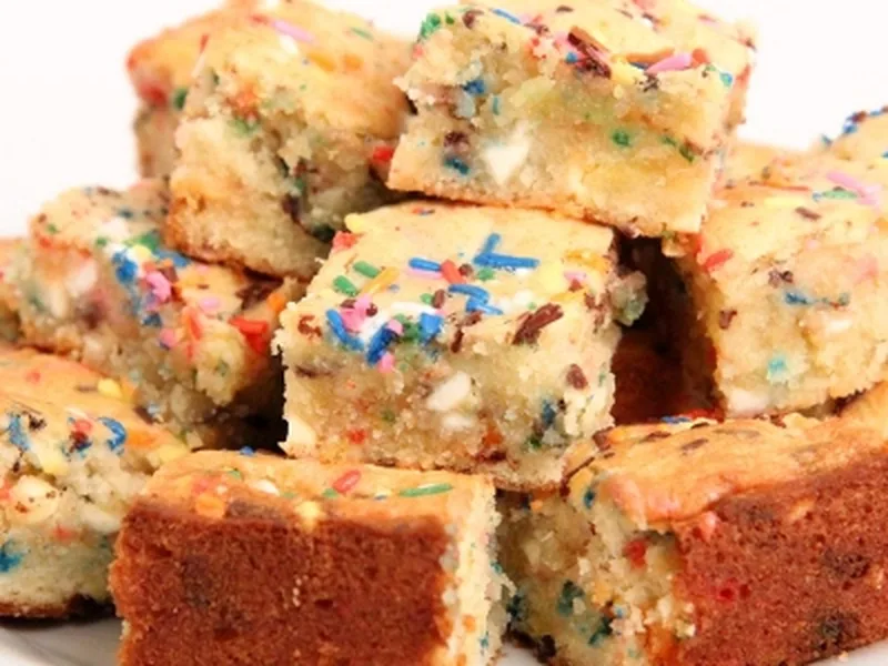 Confetti Cake Blondies with White Chocolate Chips