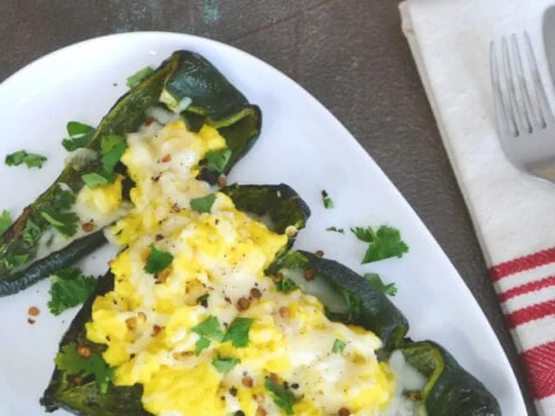 Spicy Stuffed Poblano with Scrambled Eggs