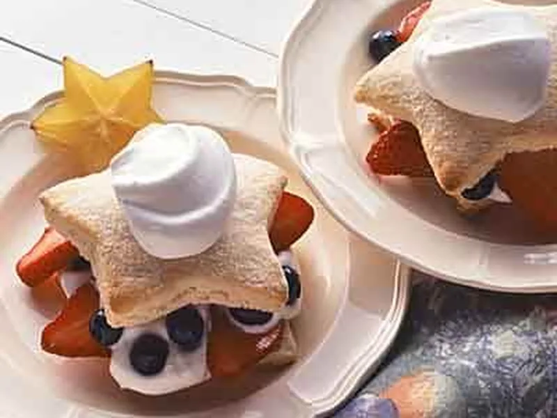 Star-Shaped Shortcakes with Berries and Whipped Cream