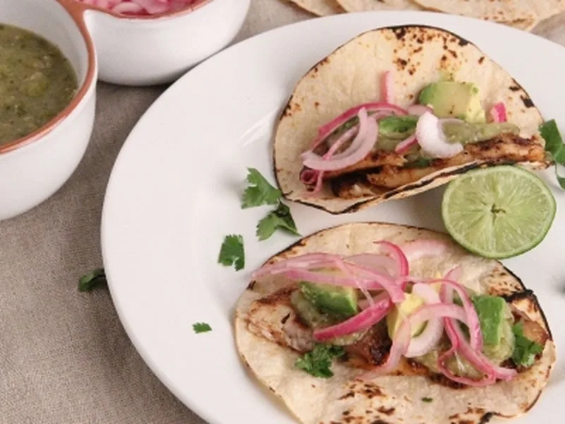Roasted Tomatillo Fish Tacos with Homemade Salsa Verde