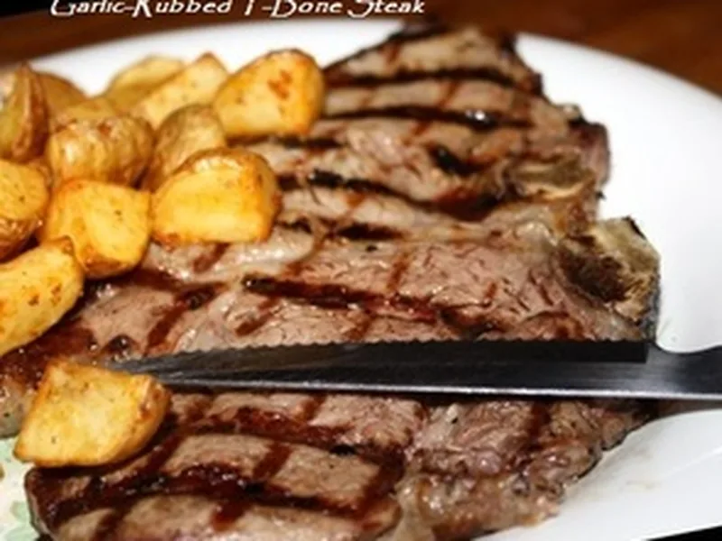 Garlic-Rubbed T-Bone Steaks on the Grill