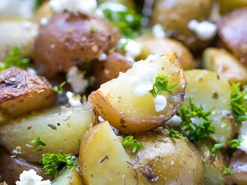 Grilled Greek Potatoes in Foil with Feta and Herbs