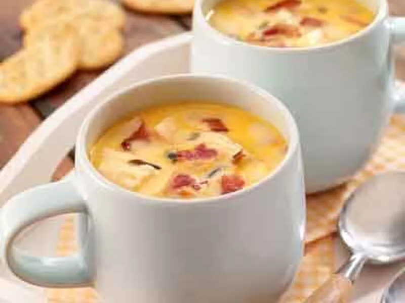 Harvest Beer Cheese Soup with Chicken and Wild Rice