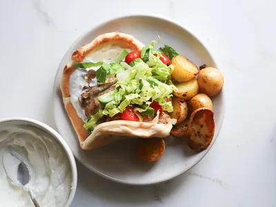 Sheet-Pan Chicken Shawarma with Lemon-Rosemary Potatoes