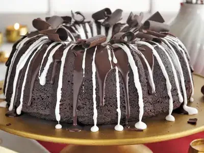 Rich Hot Chocolate Bundt Cake with Marshmallow Drizzle