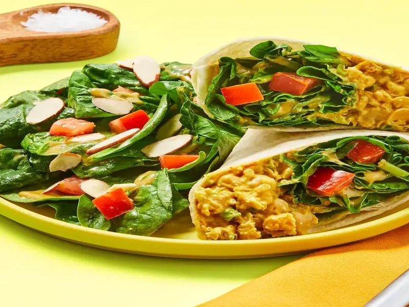 Vegan Curry Chickpea Salad Wraps with Golden Raisins