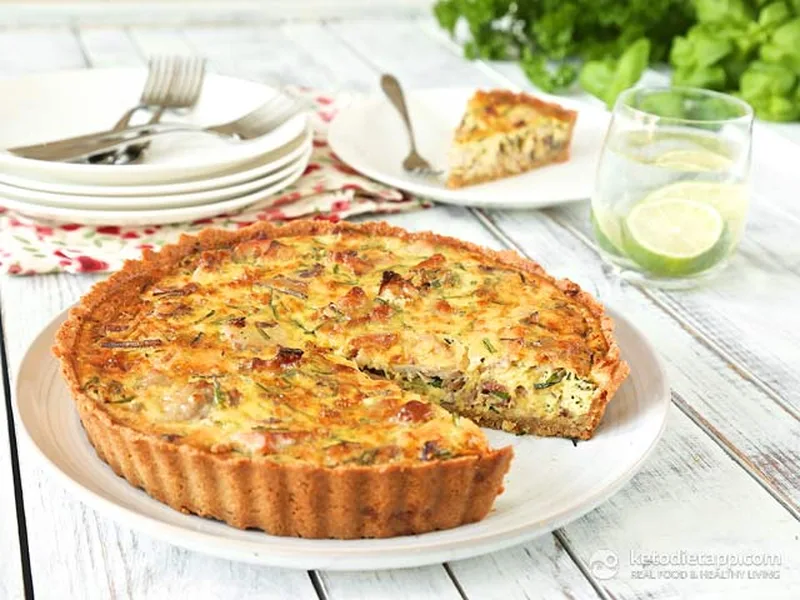 Savory Pork and Bacon Quiche with Cheddar and Chives