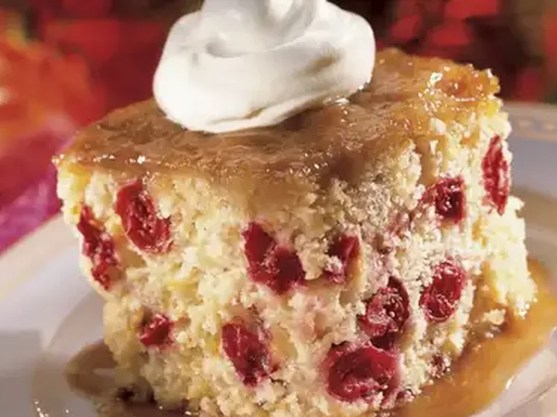 Quick Saucy Cranberry Upside-Down Cake with Brown Sugar