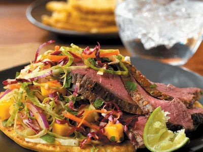 Beef Pupusas with Mango Cilantro Curtido